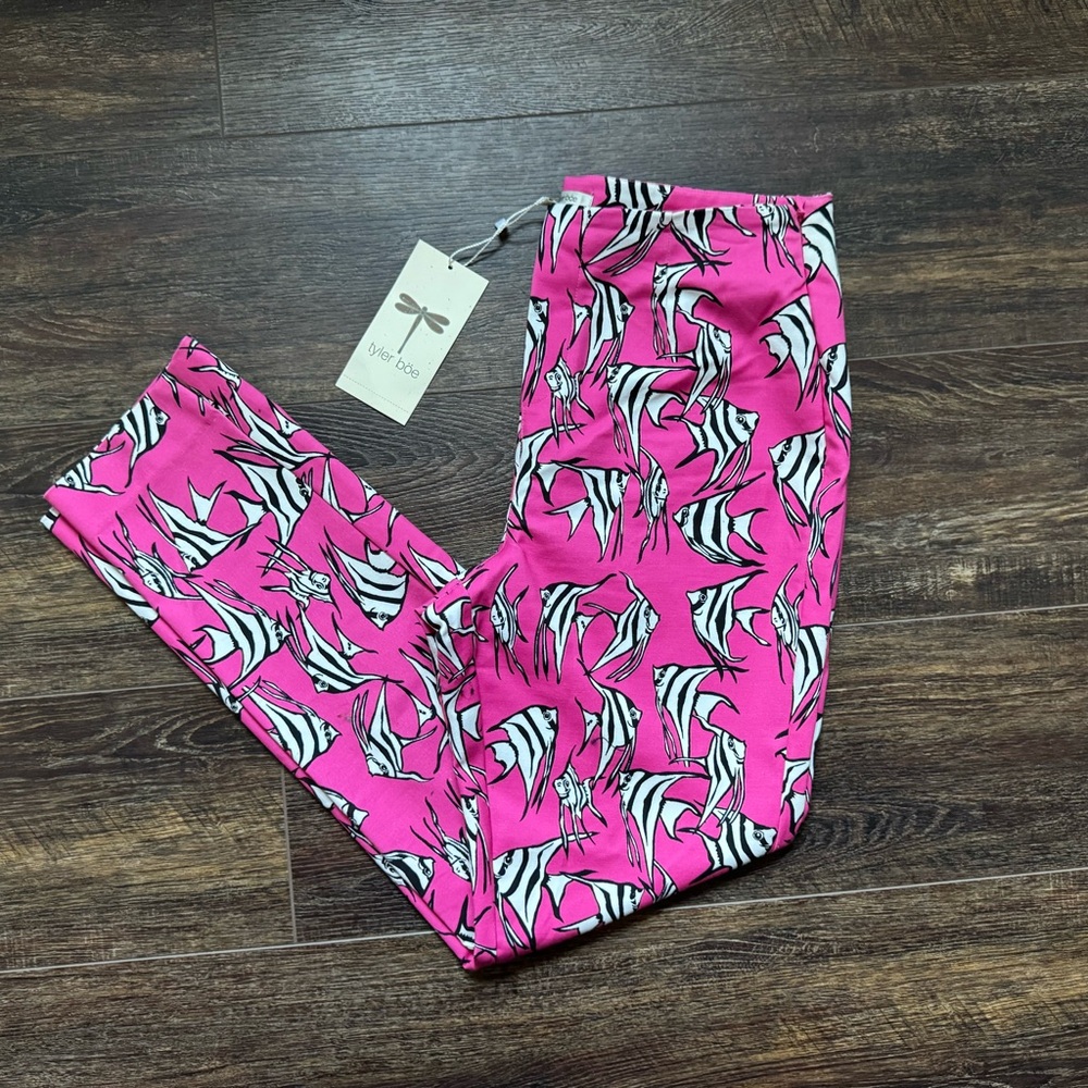 NWT Tyler Boe Pink and White Fish Pants Leggings 6 New $178 - Picture 3 of 7